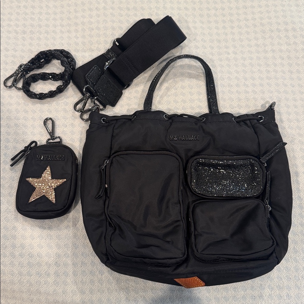 MZ Wallace Bowery Pocket Tote with glitter pouch